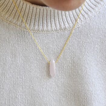 Gold Plated Crystal Double Point Dainty Necklace Rose Quartz, Amethyst, Malachite, Turquoise, 12 of 12