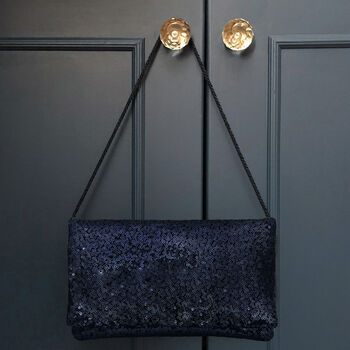 Black Or Navy Sequin Name Clutch, 9 of 9