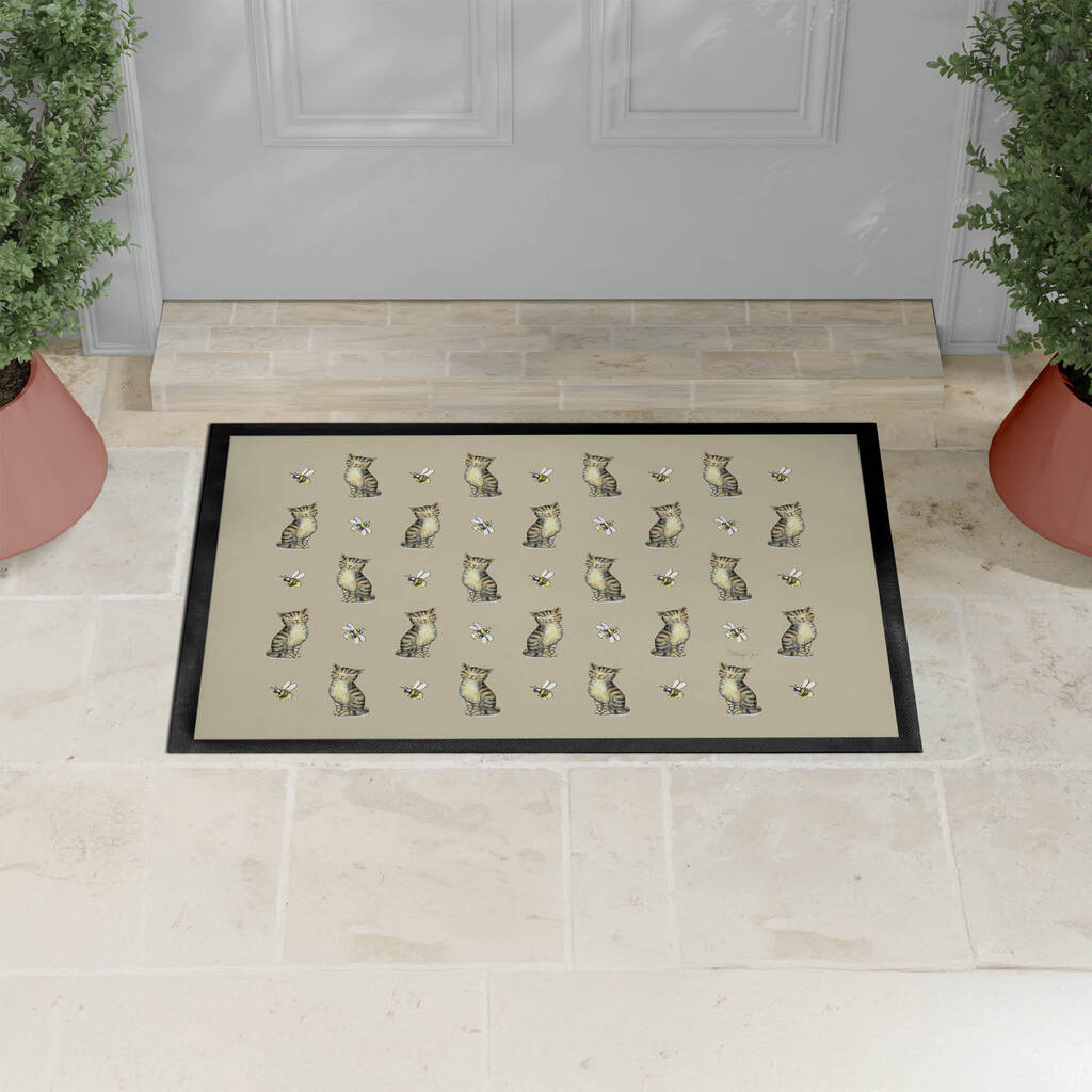 Tabby Brown And Black Cat Pattern Door Mat