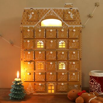Wooden Gingerbread House LED Advent Calendar, 6 of 7