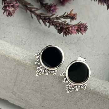 Sterling Silver Boho Onyx Studs, 4 of 6