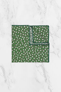 Wedding Handmade Floral Print Tie In Green And White, 5 of 6