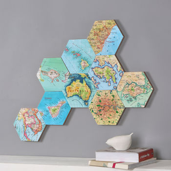 Custom Map Location Hexagon Collectible Wall Block Art, 3 of 10