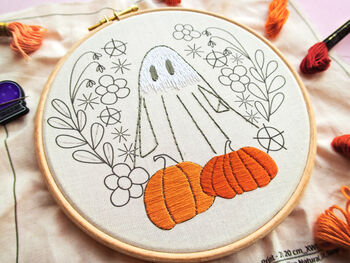 Floral Ghost Halloween Embroidery Kit, 2 of 4