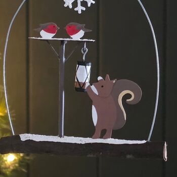 Squirrel And Robins Hanging Christmas Decoration, 2 of 2