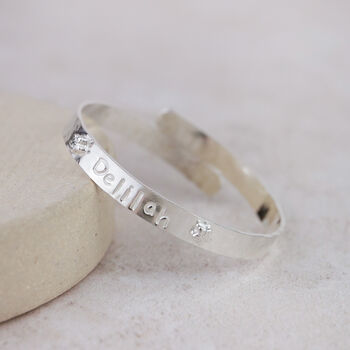 Sterling Silver Personalised Girls Christening Bangle, 3 of 11