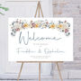 Wedding Welcome Sign Burgundy Blue White Florals, thumbnail 1 of 6