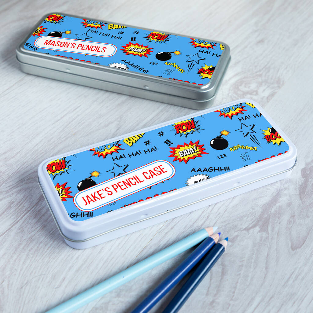 Personalised Bam Pow Pencil Tin Case By Mirrorin