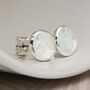 Silver Plated White Opal Stud Earrings, thumbnail 1 of 3