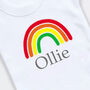 Personalised Rainbow New Baby Bodysuit, thumbnail 2 of 3