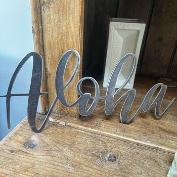 'Bonjour' Metal Word Sign Wall Art Decoration, 3 of 6