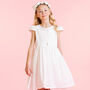 Flower Girls Dress Embroidered Luxury White Cotton, thumbnail 2 of 3