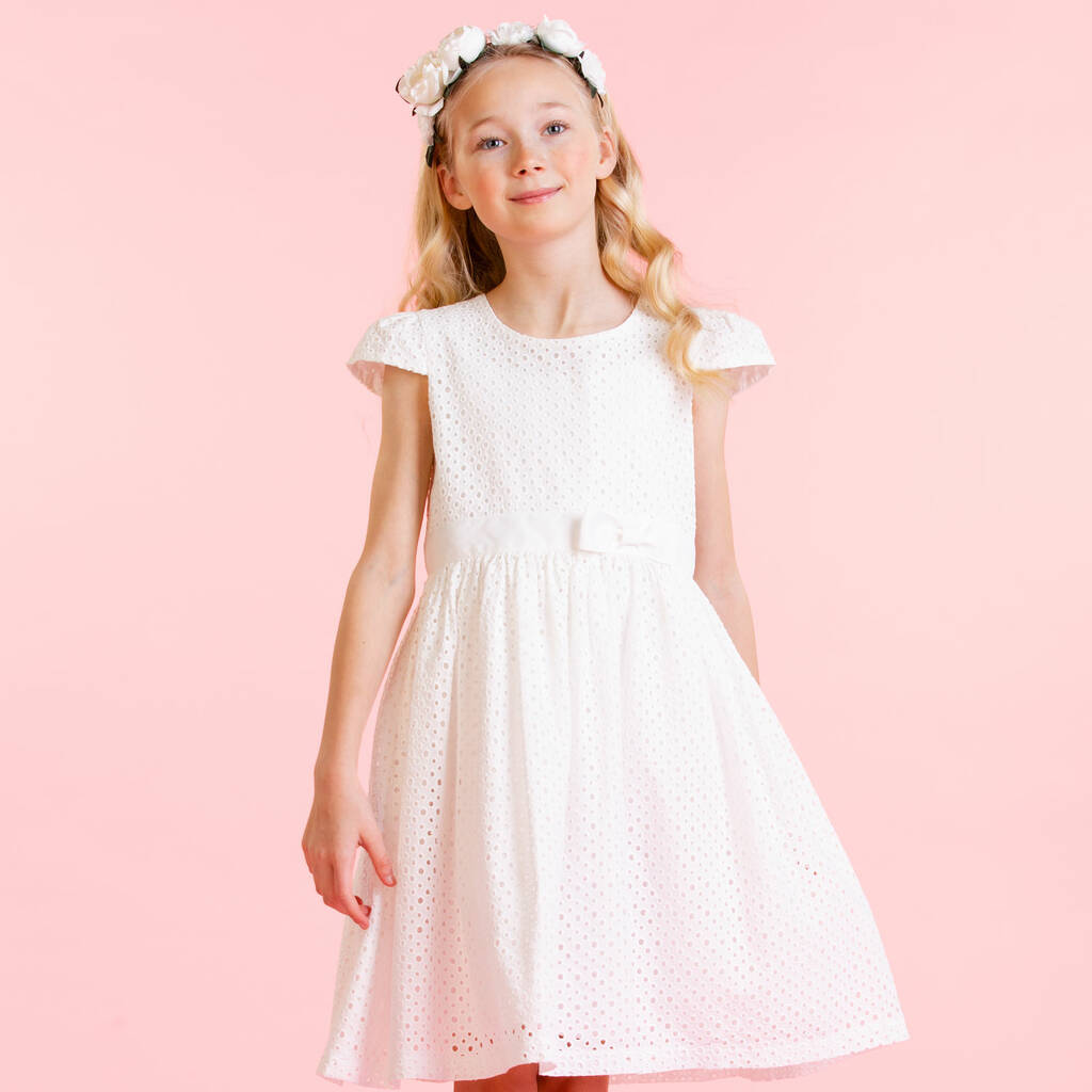 Flower Girls Dress Embroidered Luxury White Cotton By HOLLY HASTIE ...