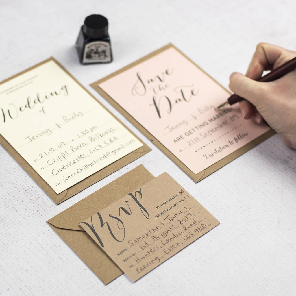 Modern Calligraphy Diy Wedding Invitation Set By Russet And Gray 