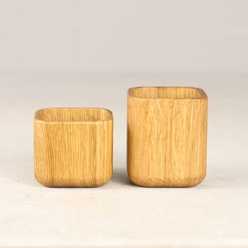 Personalised Salt And Pepper Pinch Pot Set In Solid Oak, 5 of 9