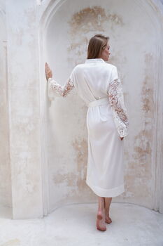 White Lace Sleeve Bridal Robe, 7 of 7