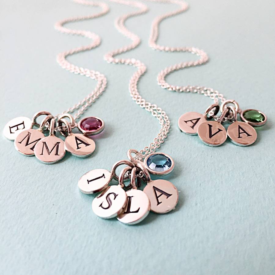 Name And Birthstone Necklace By Sophie Jones Jewellery