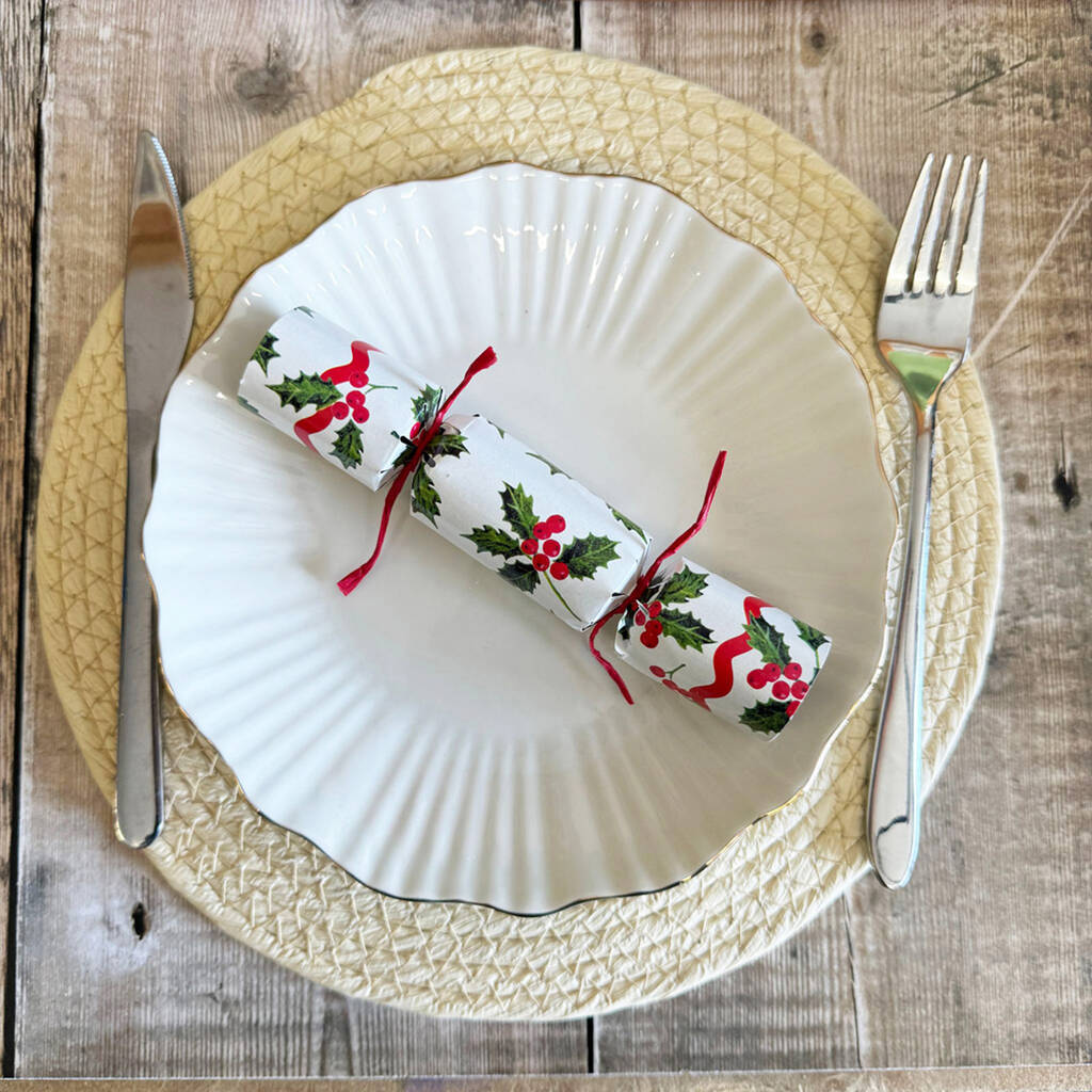 Small Christmas Holly Table Crackers Pack Of Eight, 1 of 5