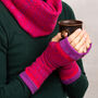 Handmade Soft Fair Isle Knitted Mittens Bright Pink, thumbnail 1 of 8