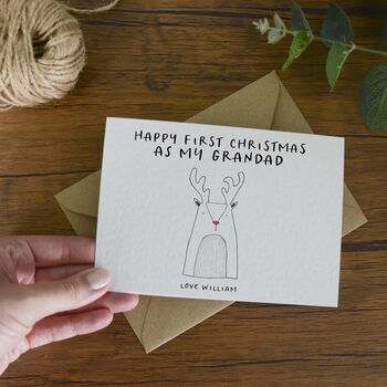 Happy 1st Christmas Grandad Reindeer Christmas Card, 4 of 4