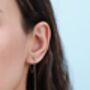 Sterling Silver Dangling Spike Chain Drop Stud Earrings, thumbnail 5 of 8