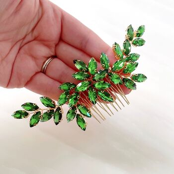 Vibrant Green Crystal Hair Comb, 2 of 4