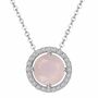 Round Rose Quartz 925 Sterling Silver Necklace, thumbnail 3 of 4