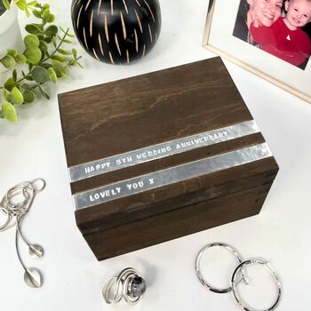 Personalised Wooden Anniversary Cufflink/Trinket Box, 5 of 11