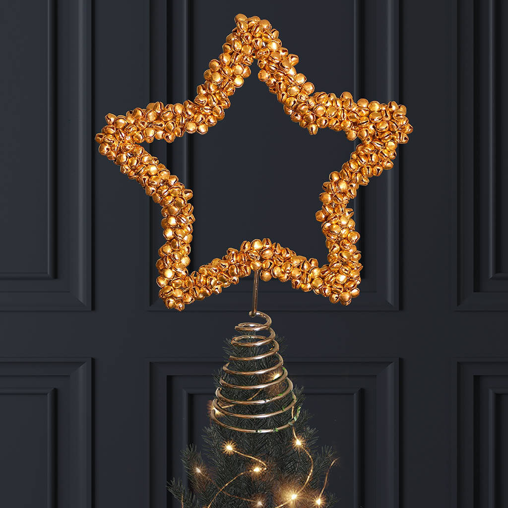 Handmade Sleigh Bells Christmas Star Tree Topper, 1 of 7