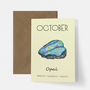 October Birthstone Opal Illustration Birthday Card, thumbnail 2 of 3