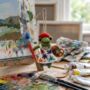 Handmade Felt André The Artist Frog Hanging Decoration, thumbnail 1 of 2