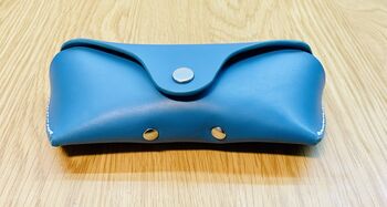 Personalised Sky Blue Leather Sunglasses Case, 9 of 11