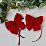 Pair Of Ruby Red Velvet Napkin Bows, thumbnail 8 of 11