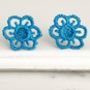 Electric Blue Lace Flower Stud Earrings, thumbnail 1 of 3
