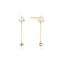 14k Solid Gold Opal Dangly Chain Stud Earrings, thumbnail 1 of 3