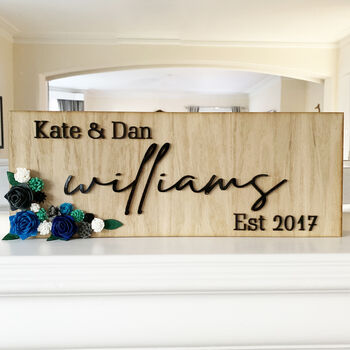 Personalised Wooden Couples Family Name Sign, 6 of 6