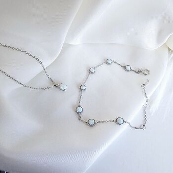 Opal Bracelet And Necklace Sterling Silver Gift Set, 4 of 8