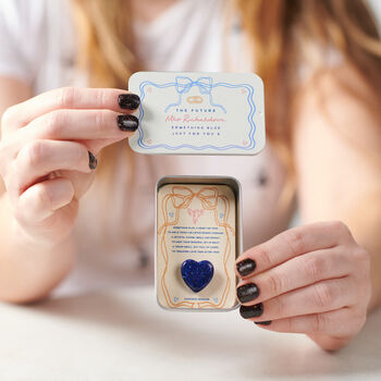 Personalised 'Something Blue' Bridal Keepsake Heart In A Tin, 2 of 5