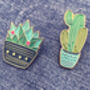 Blue And Pink Enamel Cactus Pin With Gold Metal, thumbnail 2 of 7