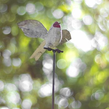 Flying Goldfinch On Rod Handmade Recycled Sculpture, 2 of 3