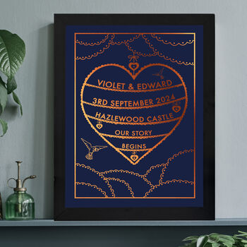 Wedding Heart Personalised Print, 7 of 8