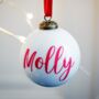 Gloss White Glass Personalised Bauble, thumbnail 1 of 4