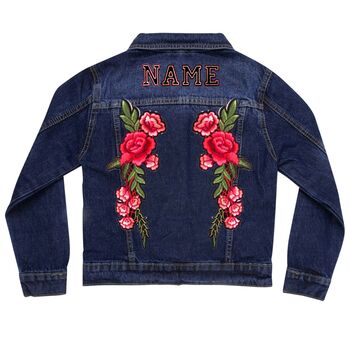 Personalised Kids Denim Jacket With Embroidered Roses, 5 of 7