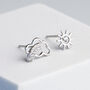 Sterling Silver Sparkly Sun And Cloud Stud Earrings, thumbnail 1 of 7