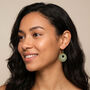 Green And Khaki Geometric Circular Earrings • Gold Plated Sterling Silver Hooks, thumbnail 2 of 12