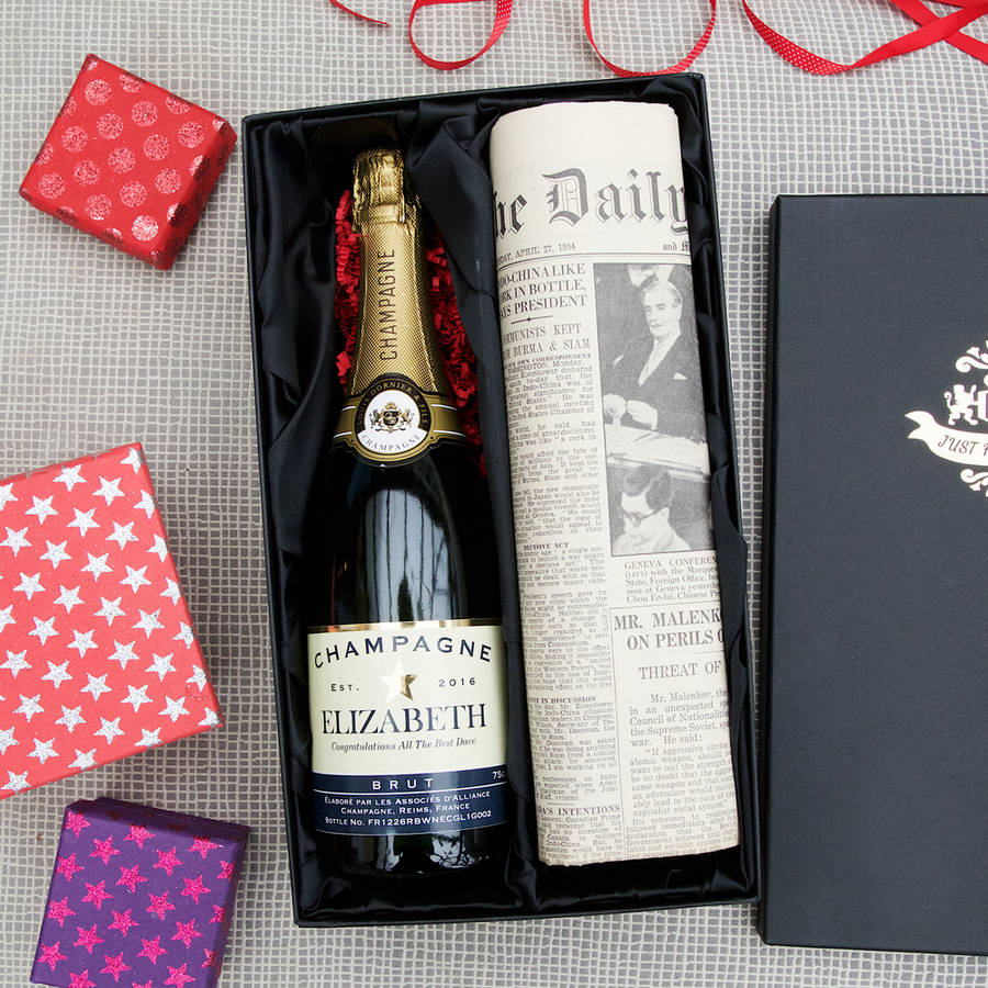 Personalised Champagne And Birth Date Newspaper, 1 of 3