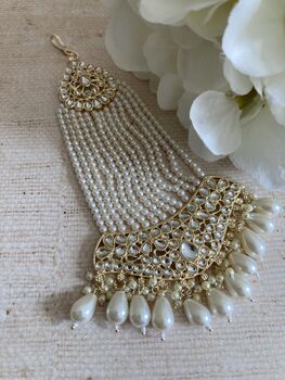 Kundan Gold Plated Pearl Passa/Jhumar, 3 of 5