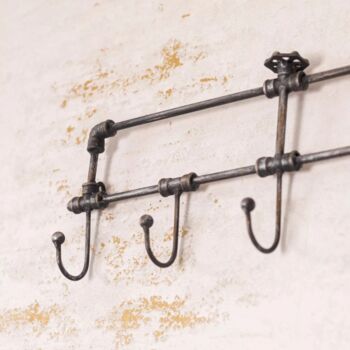 Metal Coat Rack Wall Mounted Pipe Hooks Home Storage, 2 of 11