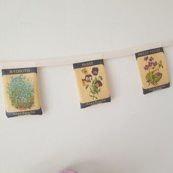 Fabric Flower Seed Packet Decorative Bunting, 8 of 8