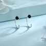 Sterling Silver Genuine Black Onyx Huggie Hoop Earrings, thumbnail 4 of 12